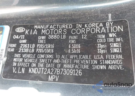 2011 Kia Soul + из США, поврежденный, VIN KNDJT2A27B7309126